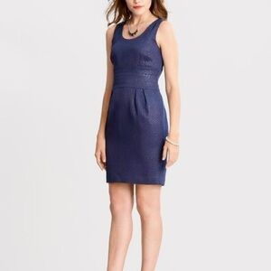 Banana Republic Navy Sheath Dress Size 10 Sleeveless Shimmer Work Style Shimmer